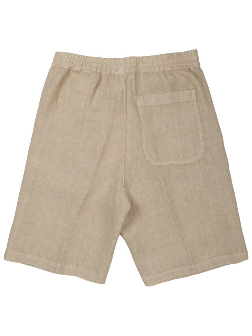 120% Lino Beige Linen Drawstring Comfort Shorts