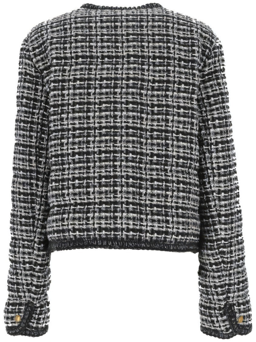 Moncler Cropped Black/White Textured Tweedjacket