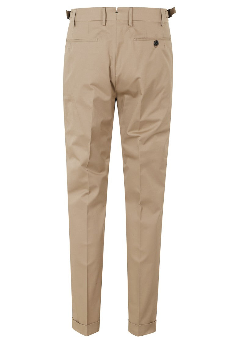 Berwich Camel Retro Darts Waist Strap Cotton-Blend Trousers