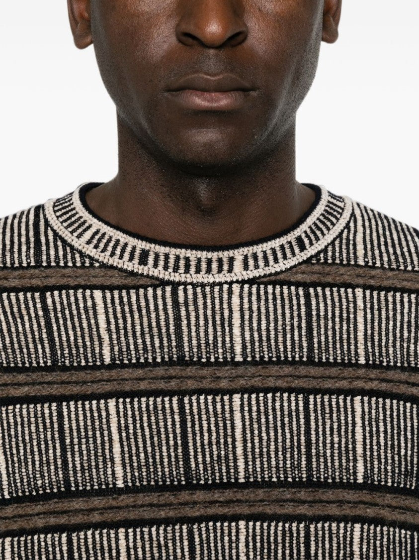 Giorgio Armani Multicolor Horizontal Striped Ribbed Sweater