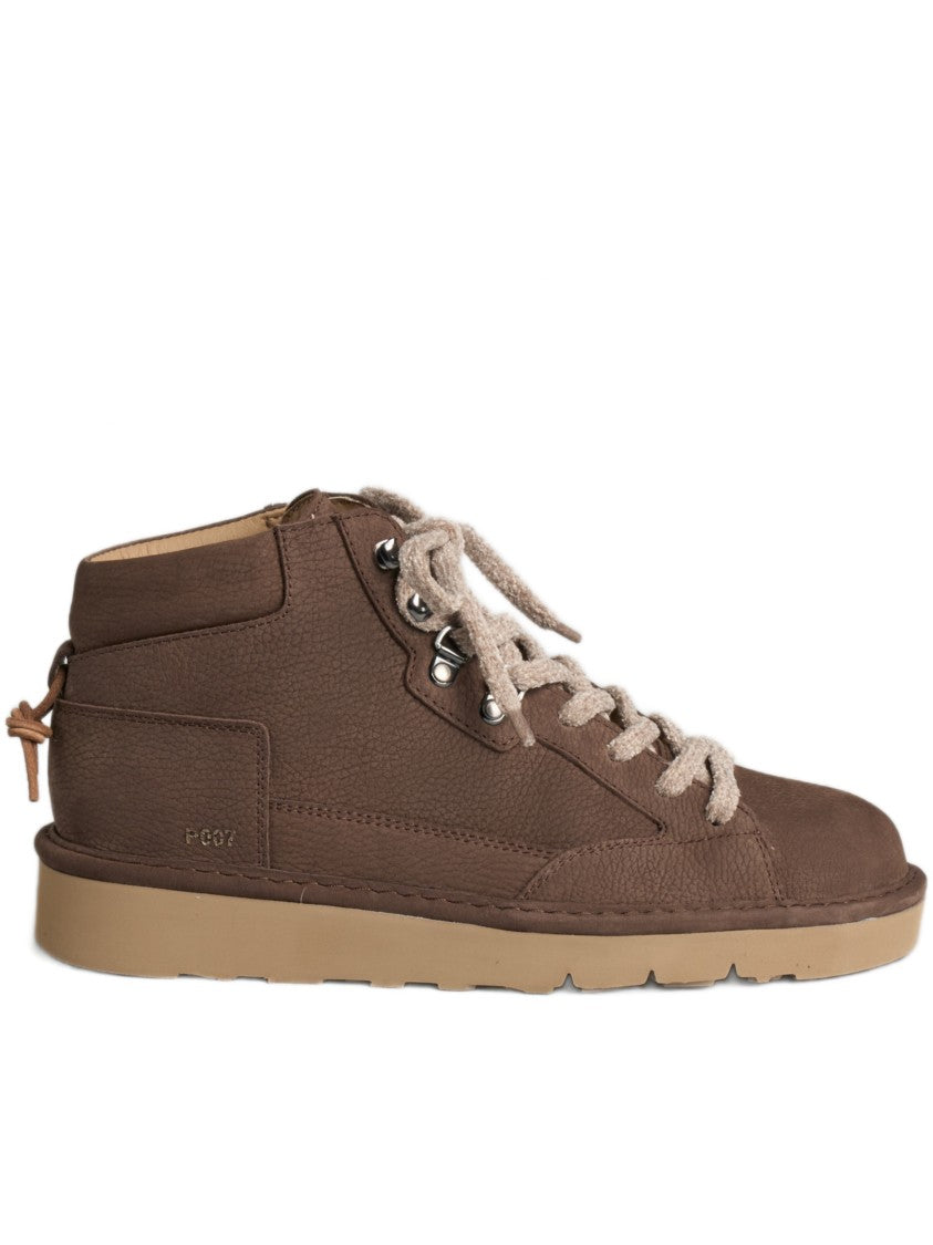 Panchic Mid-Top Nubuck Leather Sneakers With Textured Laces