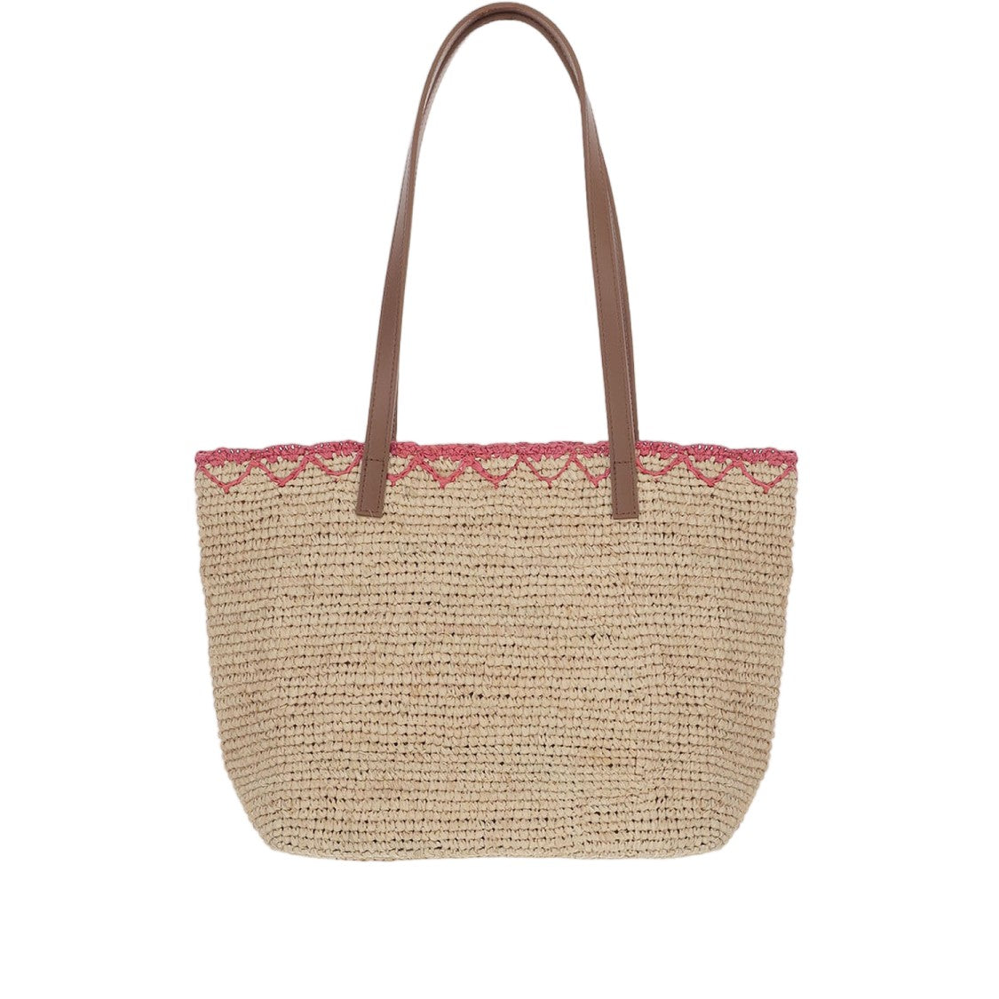 Mc2 Saint Barth Woven Raffia Shopping Bag With Contrasting Handles And Embroidery