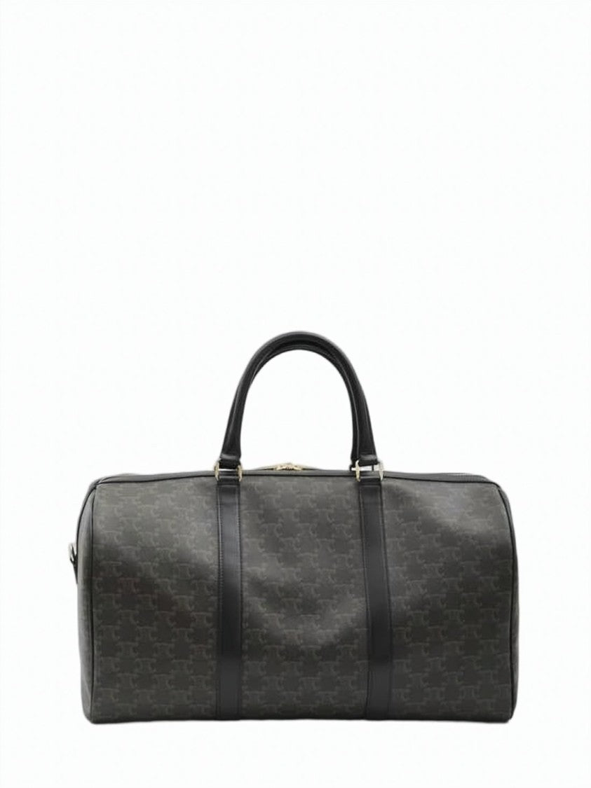 Celine Black Calf Leather And Canvas Shoulder Bag