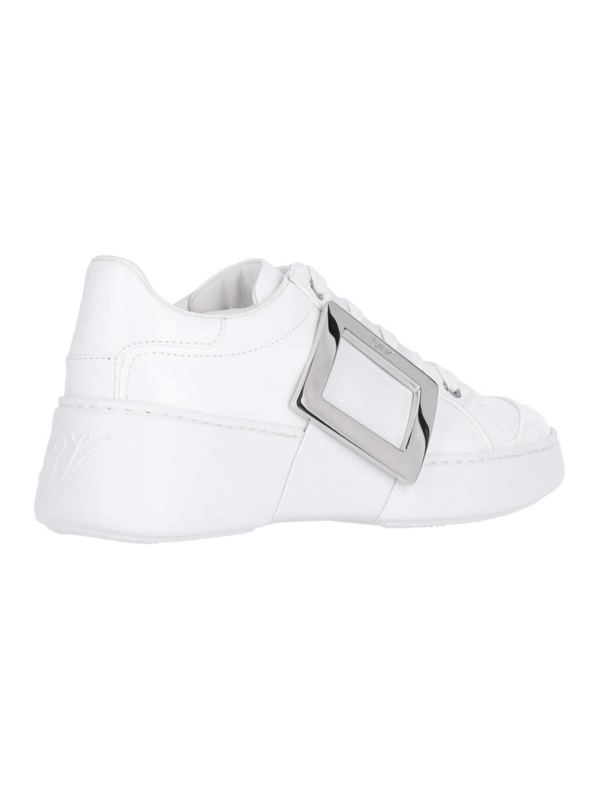 Roger Vivier "Viv' Skate" Sneakers, In White Leather
