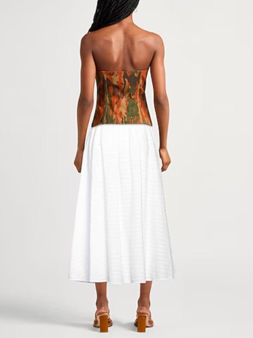 Msgm Flared White Gathered Midi Skirt