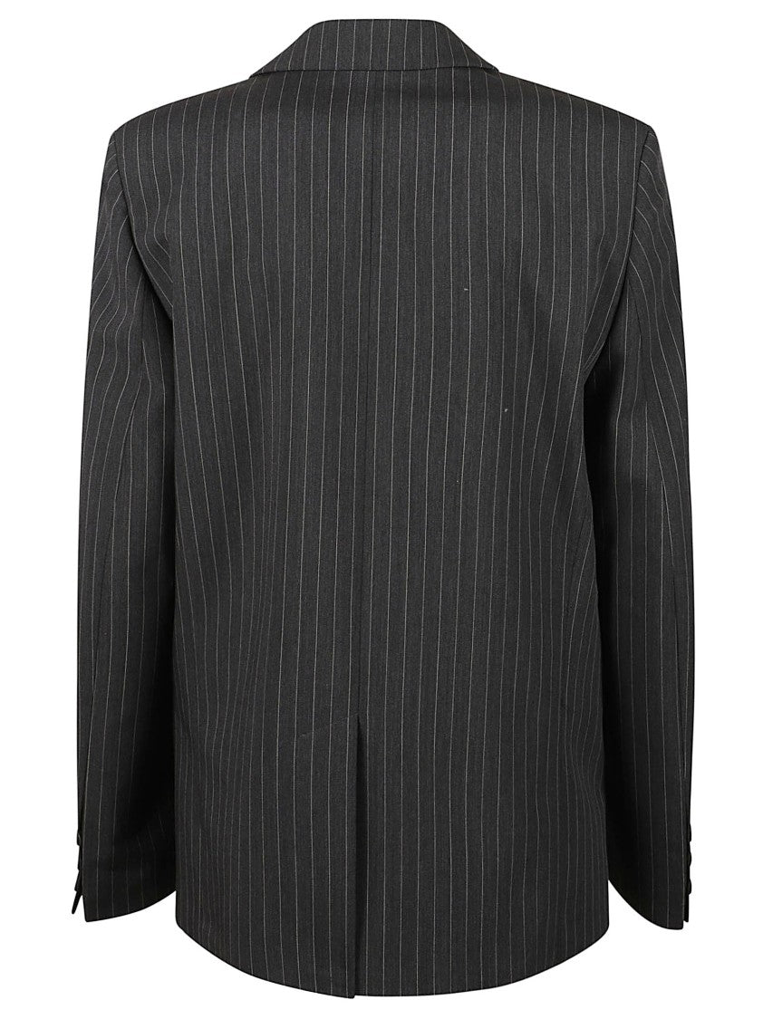 Iro Structured Dark Grey Blazer With Classic Pinstripe Design
