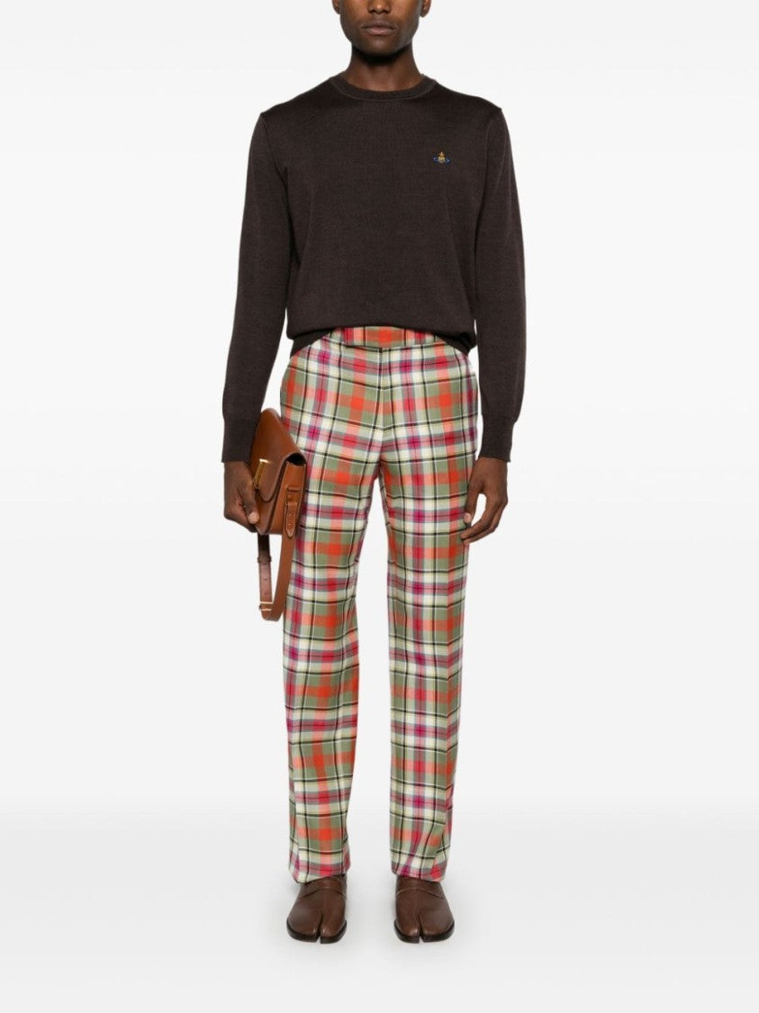 Vivienne Westwood Full-Length Trousers In Light Red Tartan Wool