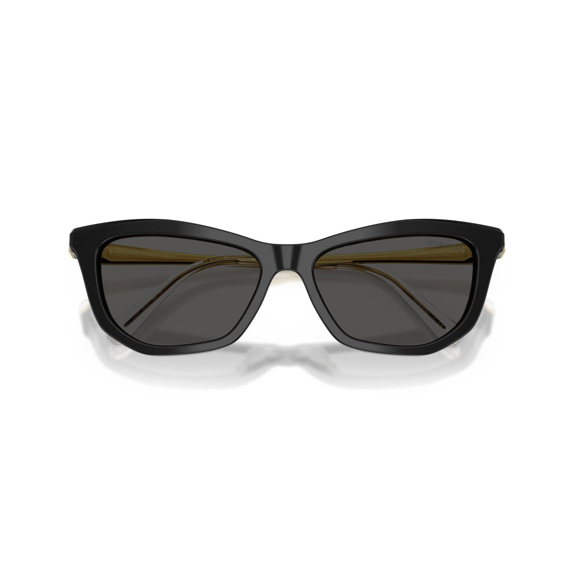 Swarovski 0Sk6057 Bold Black Acetate Cat-Eye Sunglasses With Crystal Embellishments