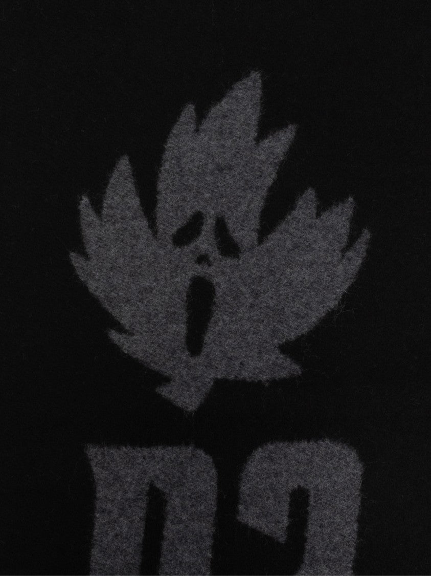 Dsquared2 Horror Logo Knit Scarf