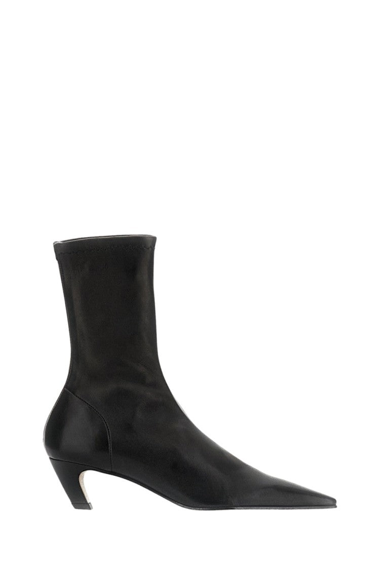 Khaite Mid-Calf Black Boots With Pointed Toe