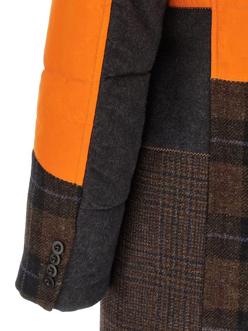 Junya Watanabe Patchwork Long Coat With Dual Button Closure