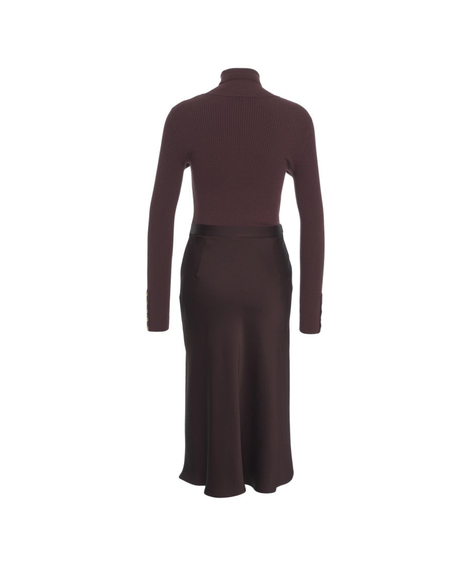 Elisabetta Franchi Ribbed High-Neck Midi Dress