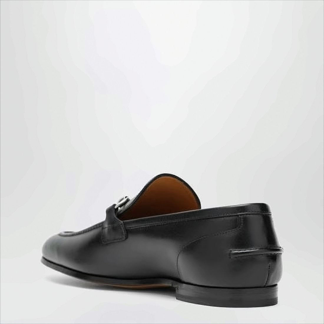 Gucci Black Leather Loafers With Silver Horsebit Detail