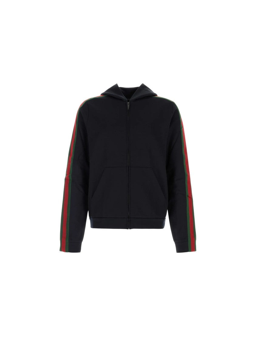 Gucci Full-Zip Hoodie With Striped Sleeves And Cropped Fit