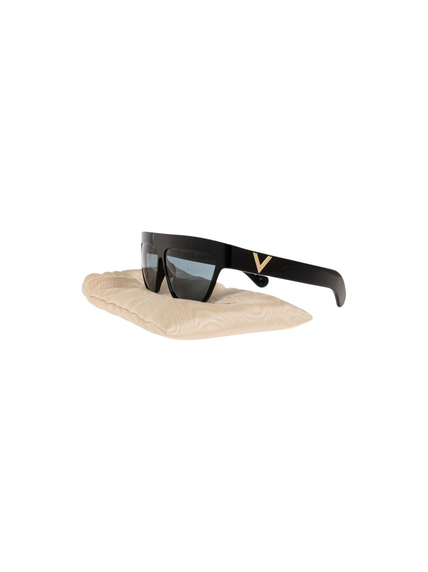 Valentino Black Rectangular Acetate Sunglasses