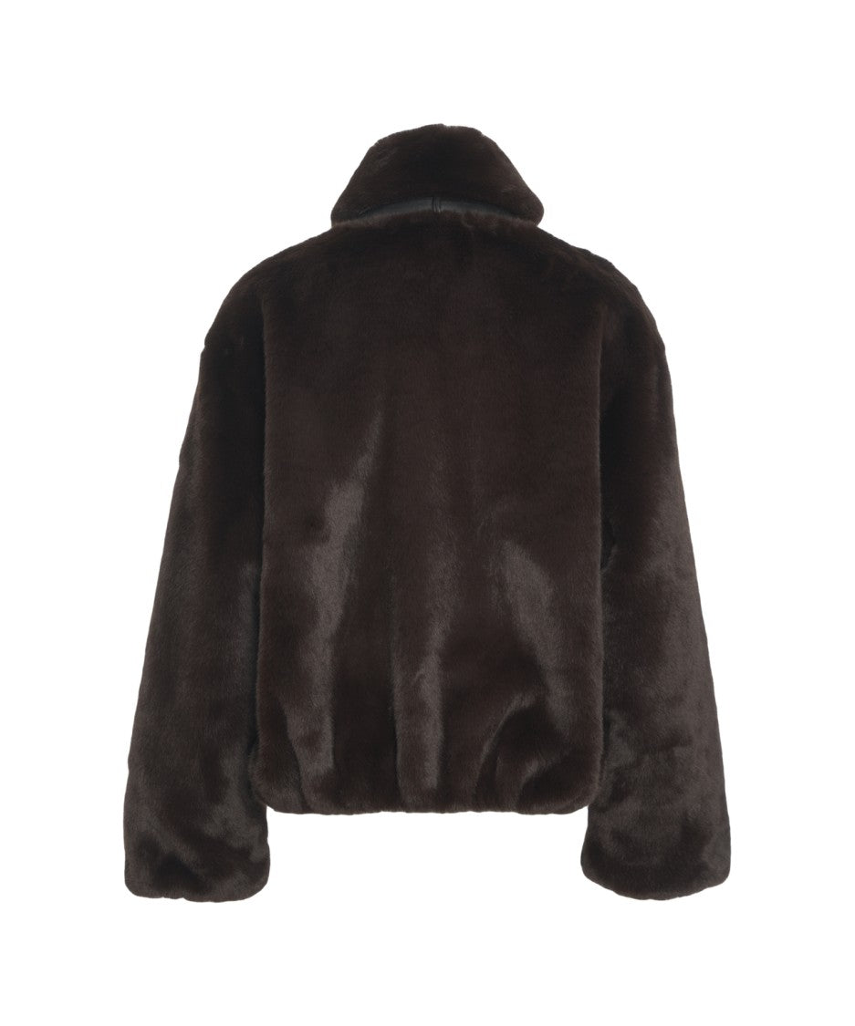 Pinko Faux Fur Jacket With High Collar