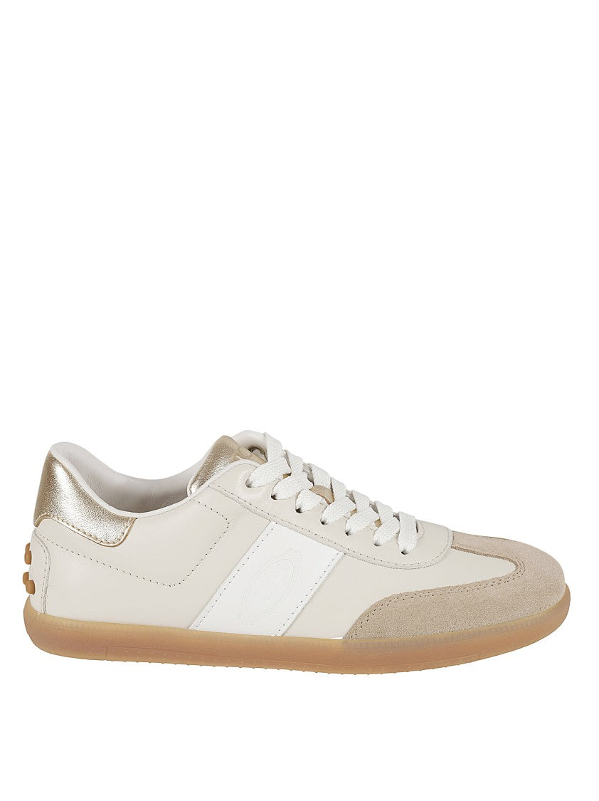 Tod's Beige Low-Top Sneakers With Gold Accents