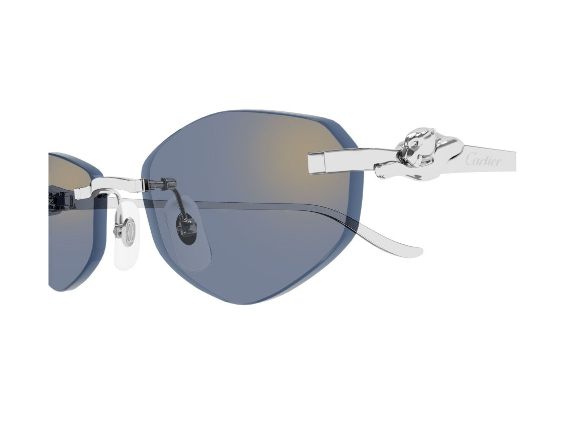 Cartier Blue Ct0675s Rimless Panther Sunglasses