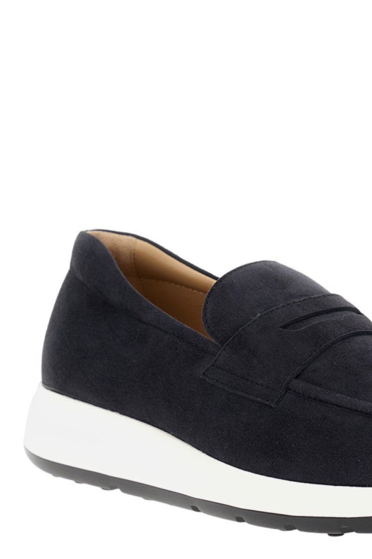 Tod's Elegant Moccasin Sneakers In Blue Suede Goatskin