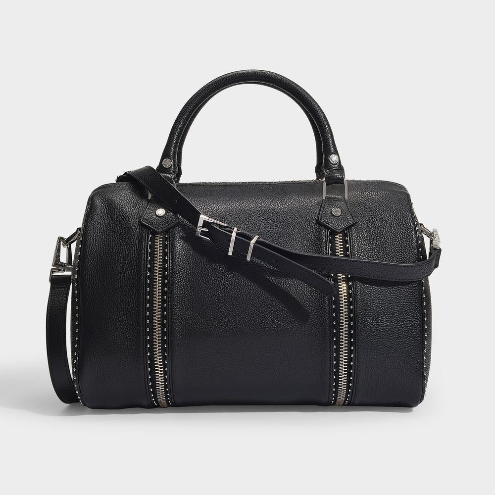 Zadig & Voltaire Black Grained Leather Shoulder Bag