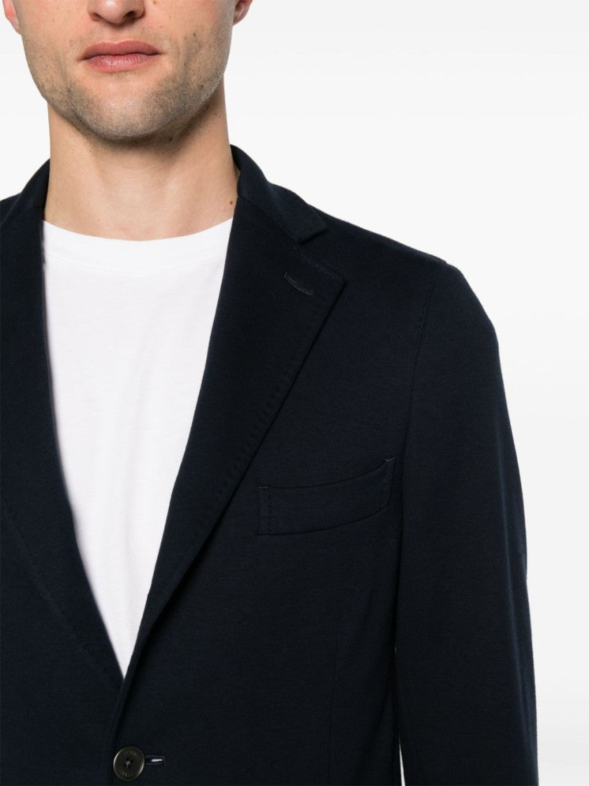 Peserico Blue Single-Breasted Cotton Blazer
