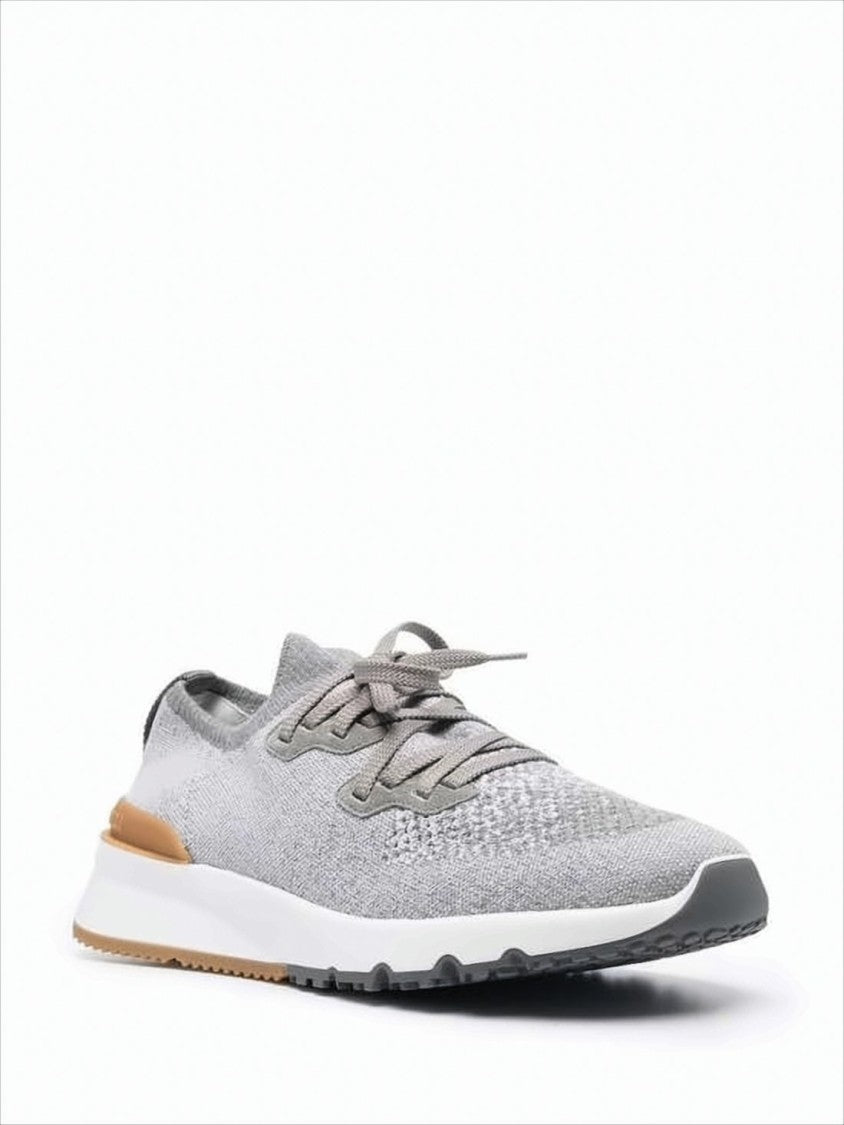 Brunello Cucinelli Low-Profile Knitted Sneakers With Cushioned Sole