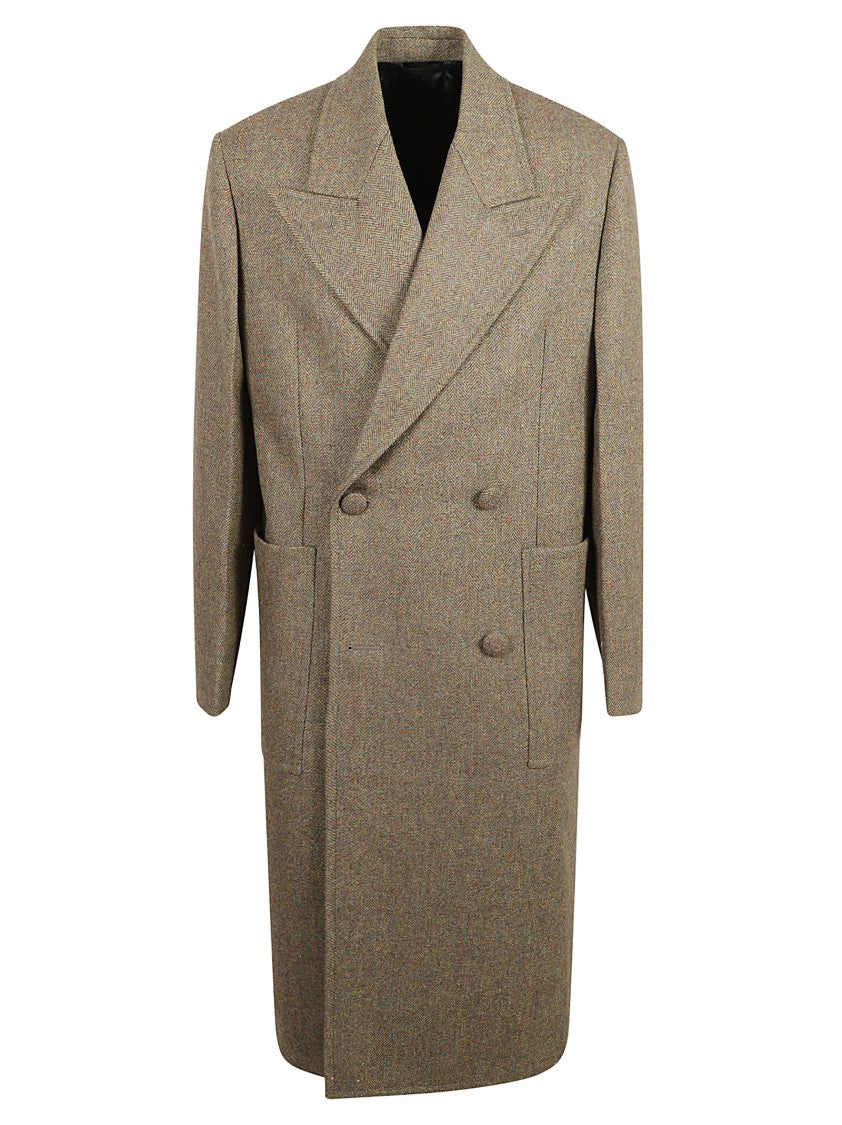 Givenchy Double-Breasted Tailored Coat With Herringbone Pattern