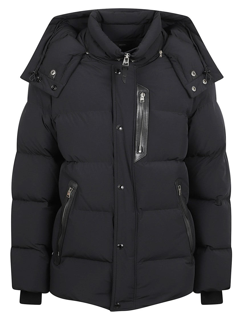 Tom Ford Hooded Black Puffer Jacket With Quilted Finish
