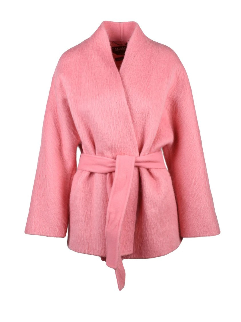 Max Mara Textured Wool-Alpaca Blend Robe Coat With Belt Closure