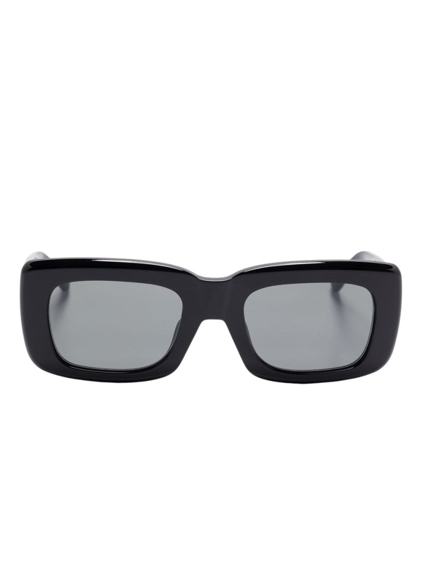 The Attico Black Rectangular Sunglasses With Glossy Finish