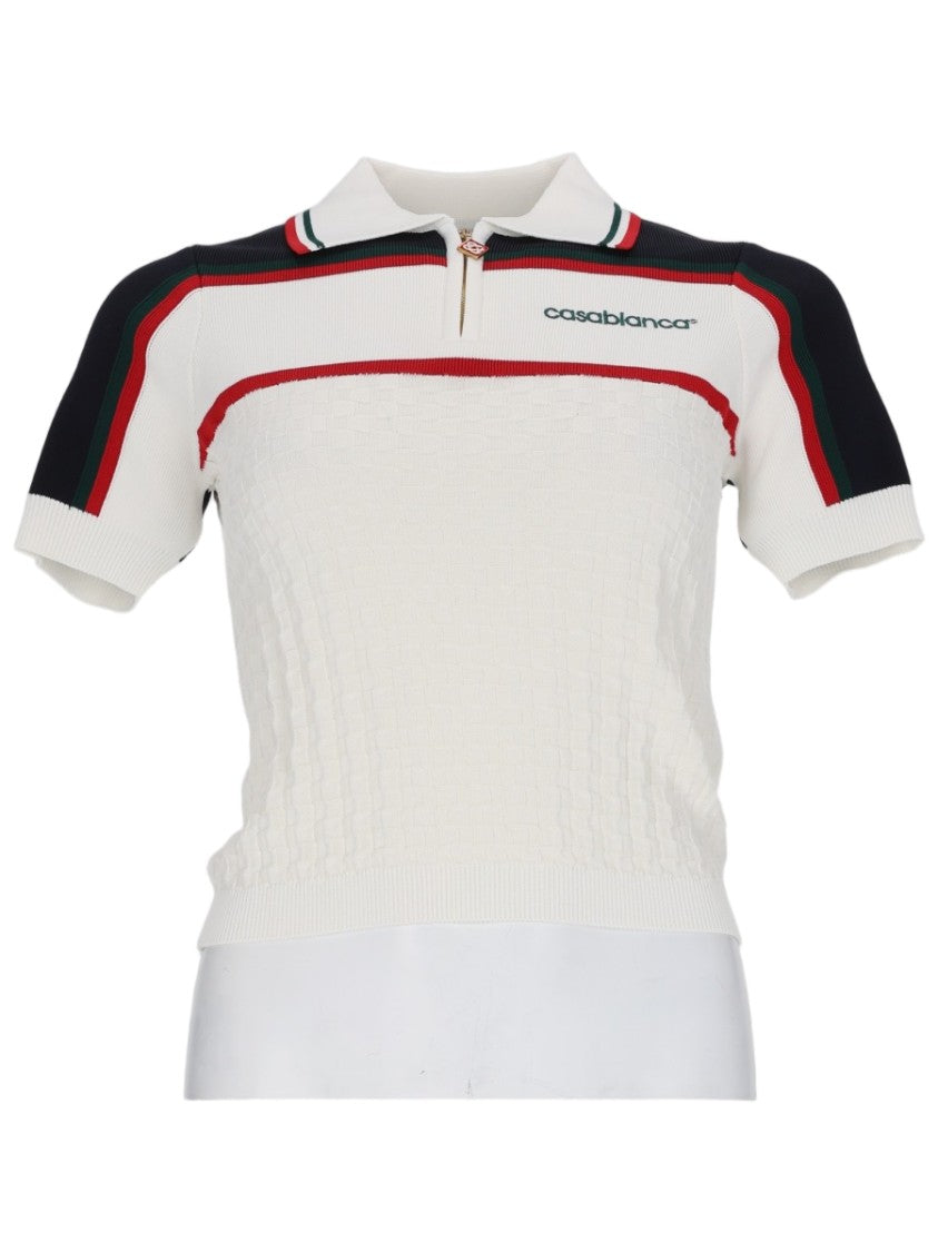 Casablanca Tennis Color-Blocked Viscose-Blend Polo Shirt