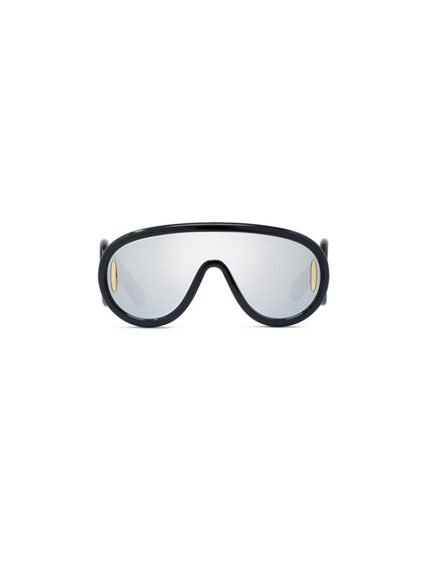 Loewe Wraparound Black Loewe Sunglasses With Reflective Lenses