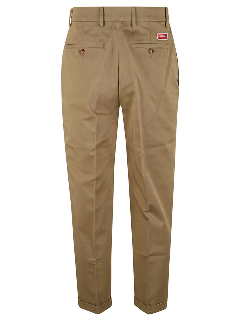 Kenzo Tailored Beige Trousers With Button Closure