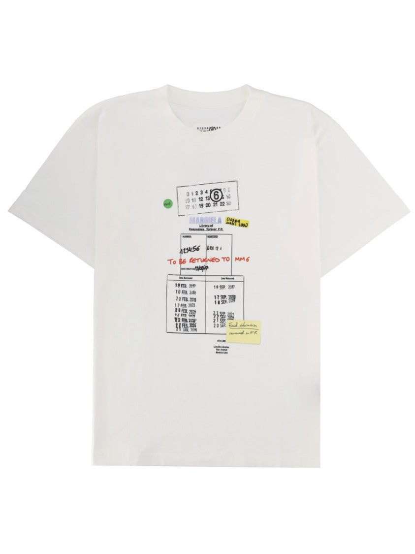 Mm6 By Maison Margiela White Graphic Print Cotton T-Shirt
