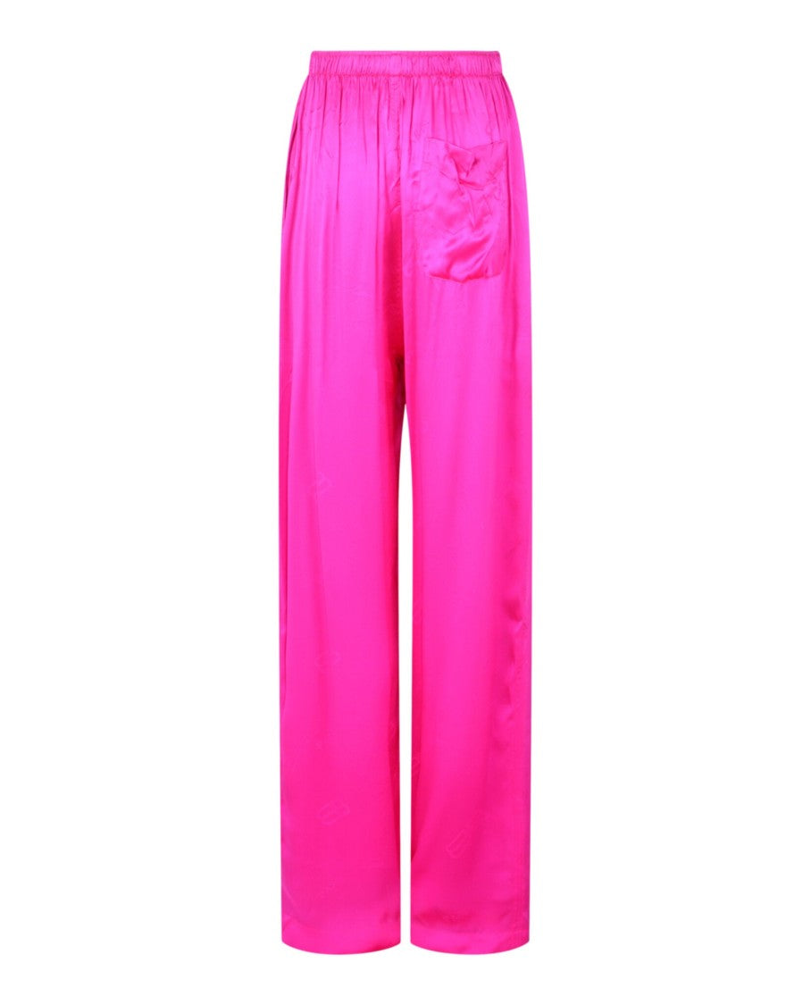 Balenciaga Silk Pyjama Pants With High-Rise Waist And Subtle Logo Design