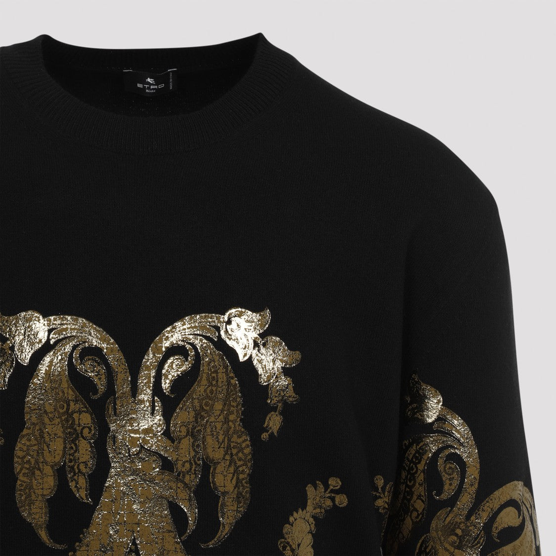 Etro Sweater Lamina Gold In Black Wool