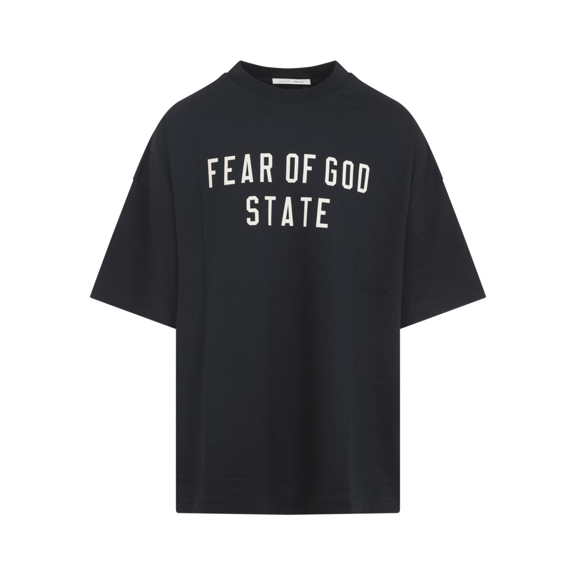 Fear Of God Black Oversized T-Shirt With Collegiate Front Design