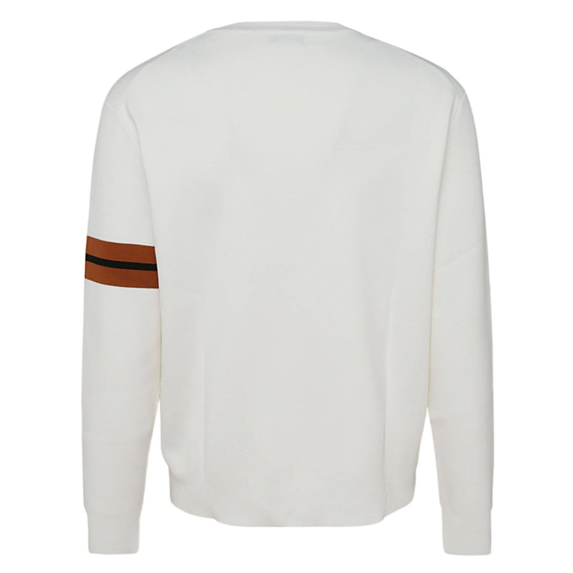 Zegna Minimalist White Sweater With Contrasting Sleeve Stripes