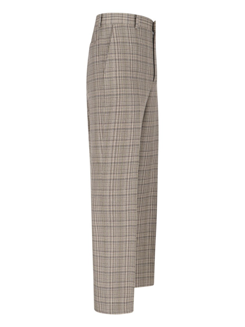 Auralee Brown Silk-Linen Blend Checkered Trousers