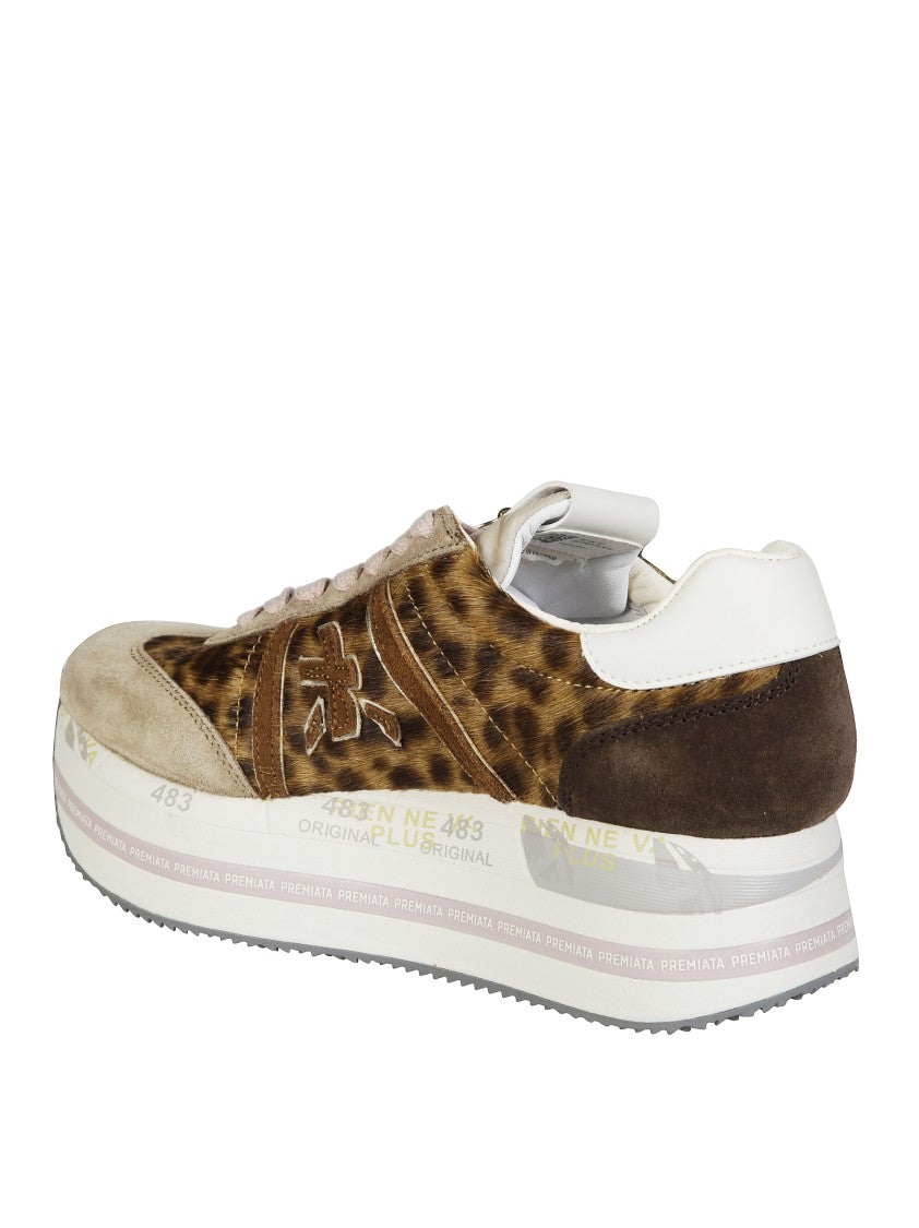 Premiata Leopard Print Platform Sneakers