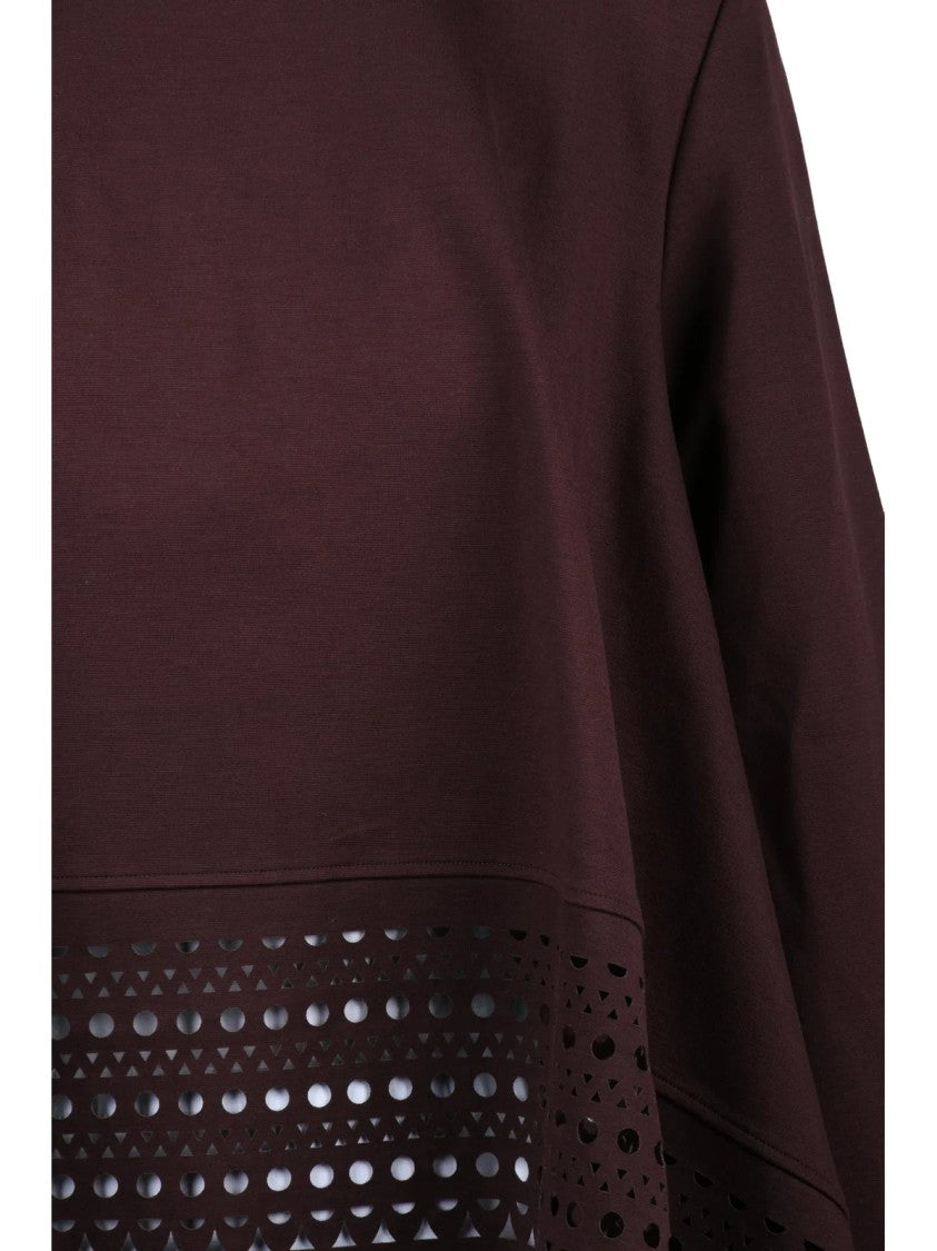 Meimeij Red Viscose-Blend Perforated Blouse