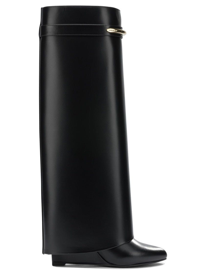 Givenchy Pointed Toe Calf Leather Ankle Boots With Metallic Detail