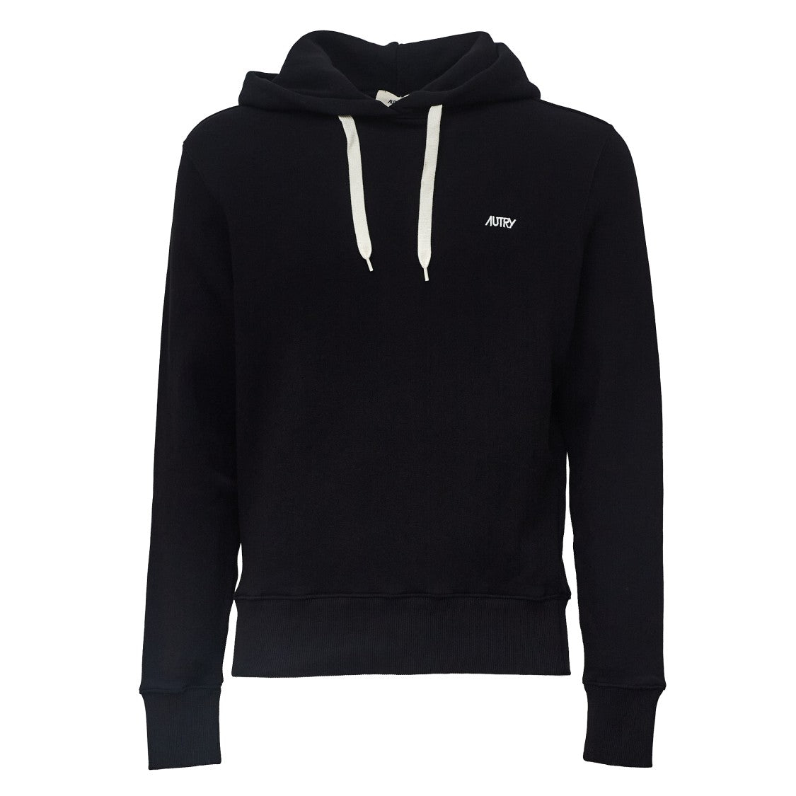 Autry Cotton Jersey Hoodie With Ribbed Detailing And Logo Embroidery