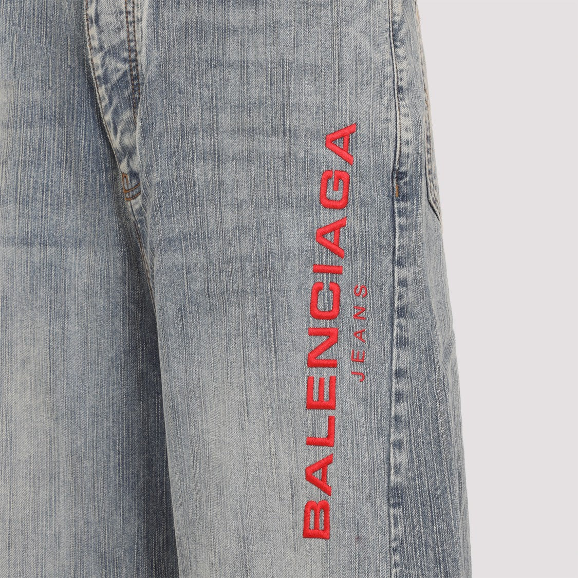 Balenciaga Wide-Leg Jeans With Prominent Logo Detail