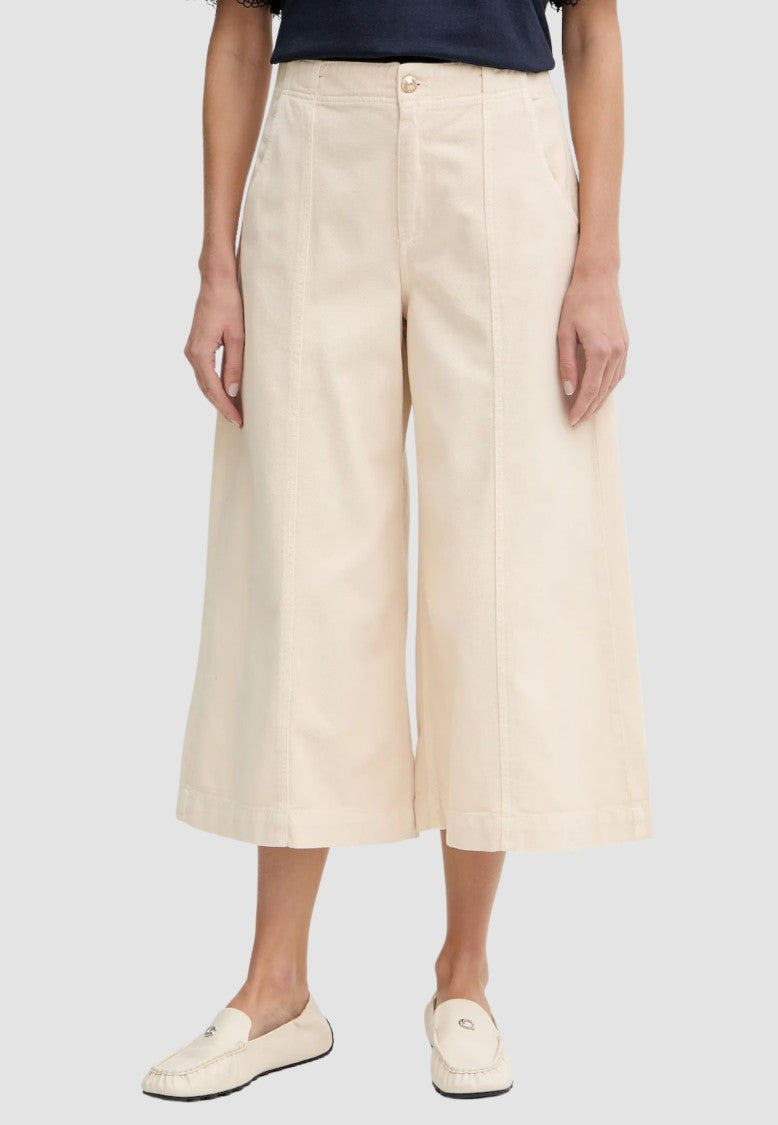 Twin-Set White High-Waisted Front Pleats Wide-Leg Pants