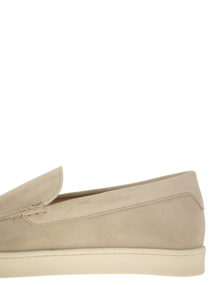 Brunello Cucinelli Chevron-Effect Suede Moccasins