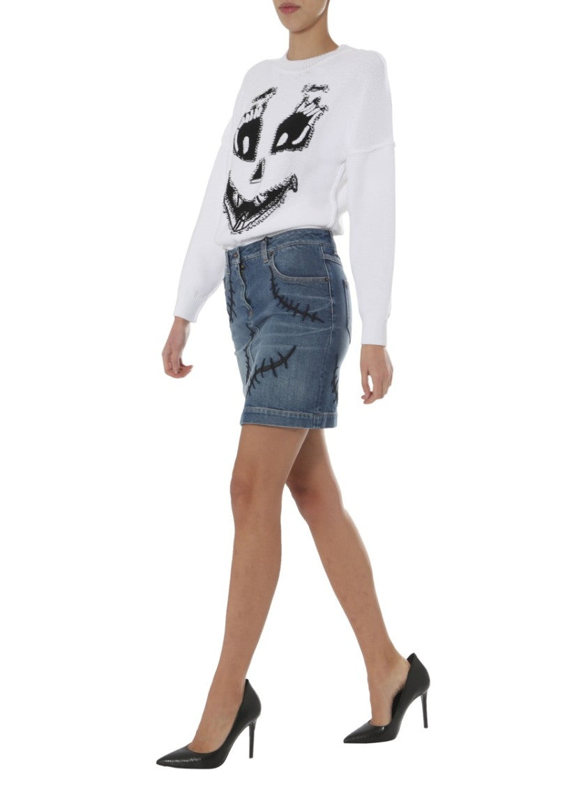 Moschino Graphic Face Round Neck Sweater