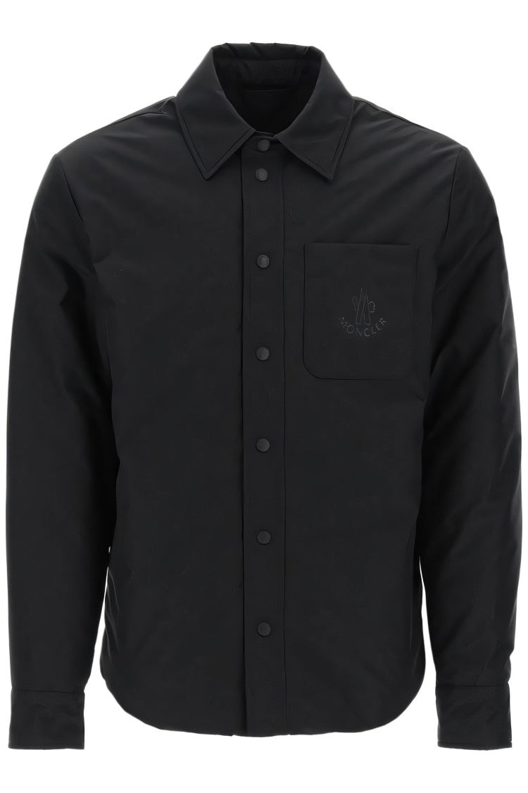 Moncler Classic Black Padded Shirt With Tailored Fit And Subtle Logo Embroidery