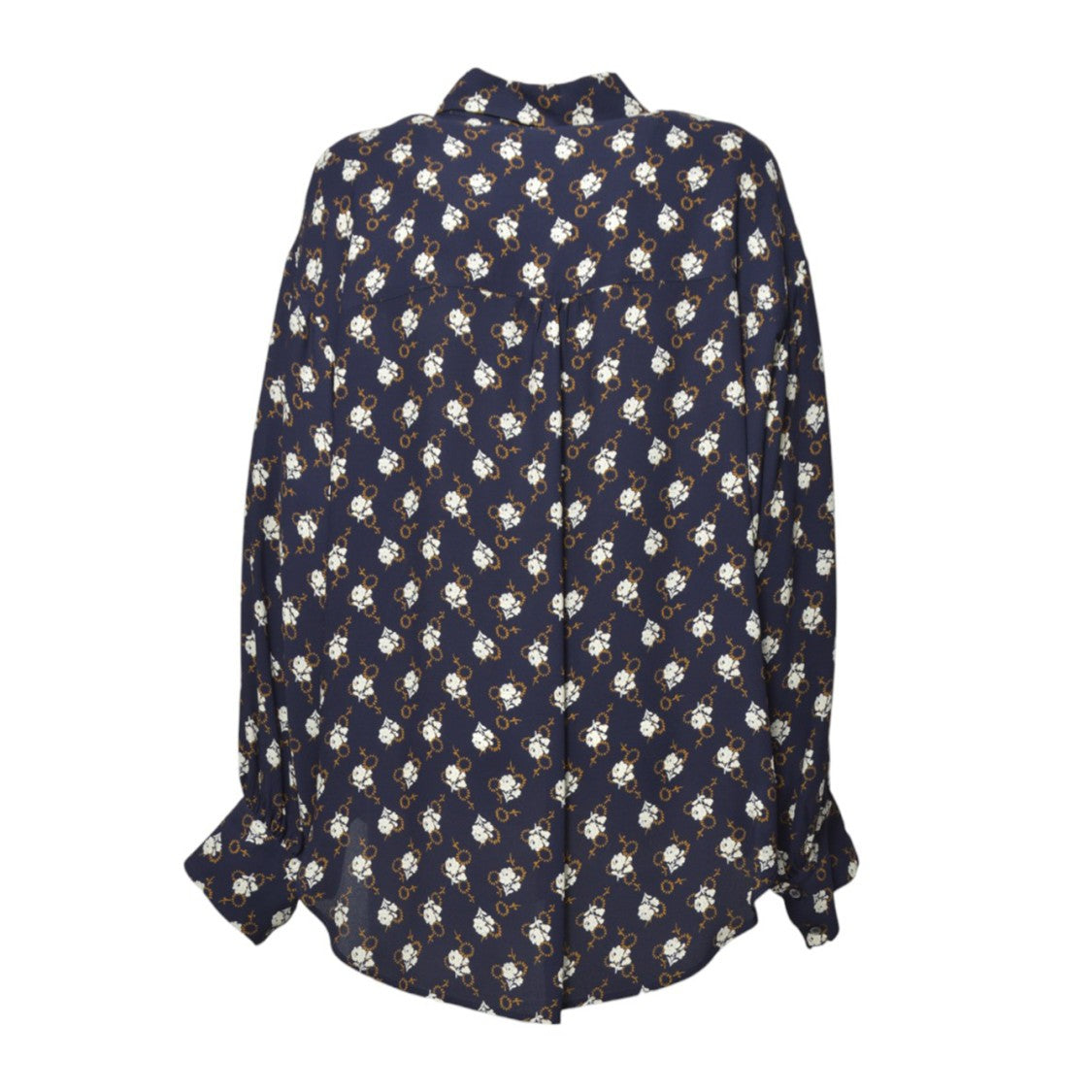 Aspesi Floral-Print Viscose Crepe Blouse With Pleated Back