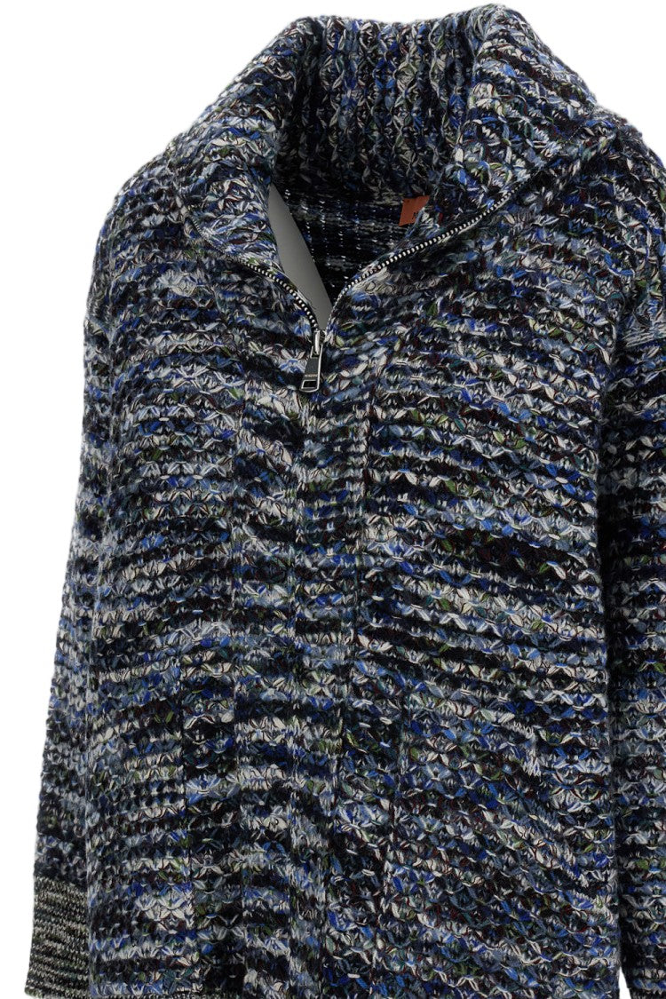 Missoni Multicolor 3D Textured Full-Zip Wool-Blend Cardigan